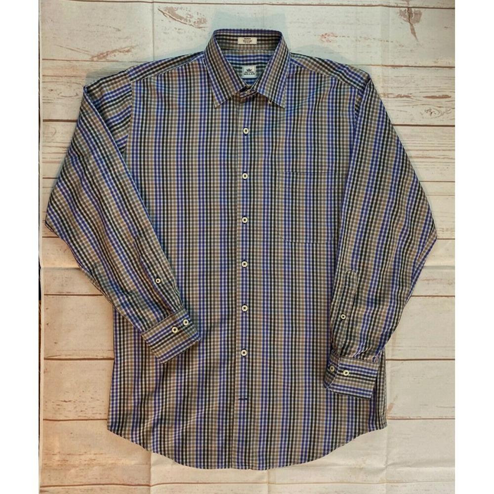 Peter Millar Mens Multicolor Plaid Cotton Button Down Shirt Long Sleeve Medium M